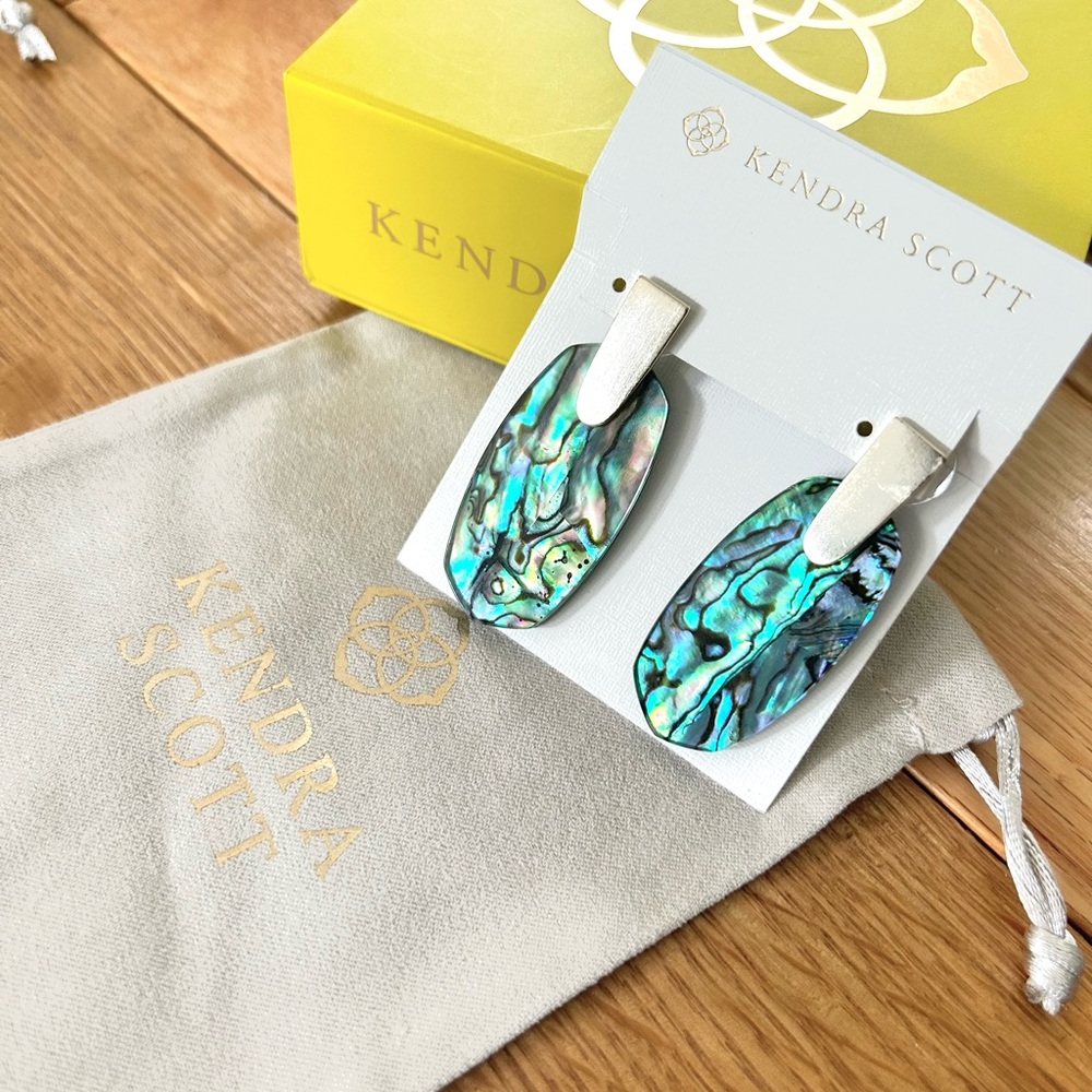 New Kendra Scott Aragon Earrings in Gold Abalone Shell New With Tag